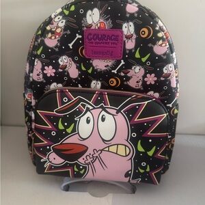 Loungefly Courage the Cowardly Dog Backpack - Black and Pink